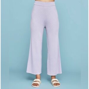 Carbon38 Women‎ Lavender Purple Ribbed Knit Wide Leg High Rise Pants Small